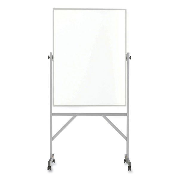 Ghent Reversible Magnetic Porcelain Whiteboard with Satin Aluminum Frame and Stand, 36 x 48, White Surface ARM1M143